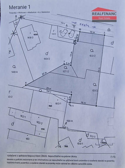 REALFINANC – 100% aktuálny! Stavebný pozemok celkom 1000 m2, tichá ulica obec Madunice !!!