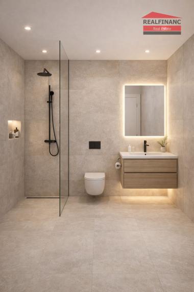 REALFINANC – 100% aktuálny! Novostavba 2 izbový murovaný byt 39,58 m2 v štandarte s kuchynskou linkou.