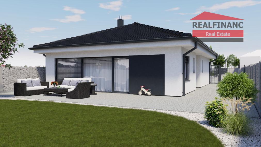 Na predaj NOVOSTAVBA 4.-izb. RD - bungalov, slnečný pozemok 552m2, hliníkové žal. v cene, tichá lokalita, tepelné čerpadlo, Dolná Krupá