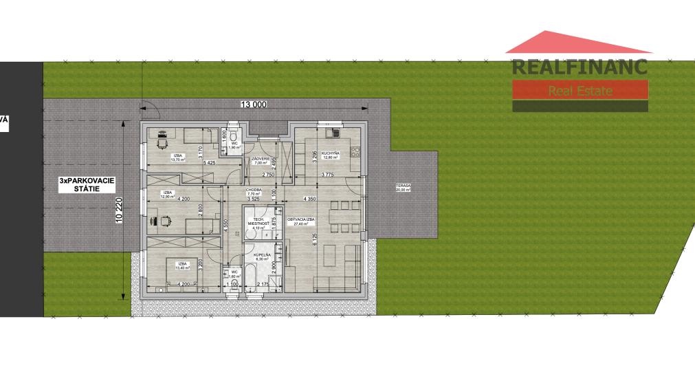 Na predaj NOVOSTAVBA 4.-izb. RD - bungalov, slnečný pozemok 552m2, hliníkové žal. v cene, tichá lokalita, tepelné čerpadlo, Dolná Krupá