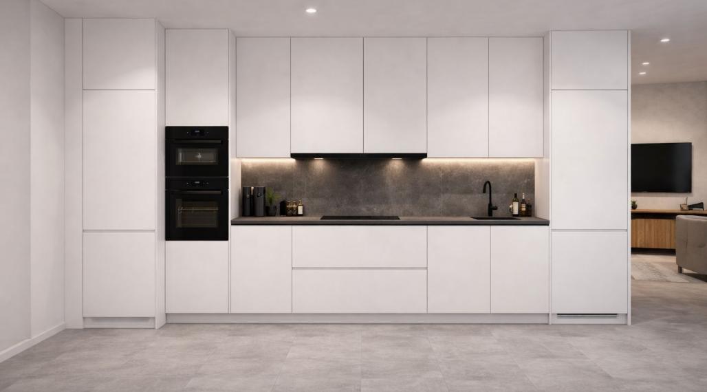 REALFINANC – 100% aktuálny! Novostavba 2 izbový murovaný byt 39,58 m2 v štandarte s kuchynskou linkou.