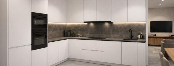 REALFINANC – 100% aktuálny! Novostavba 2 izbový murovaný byt 47,85 m2 v štandarte s kuchynskou linkou.