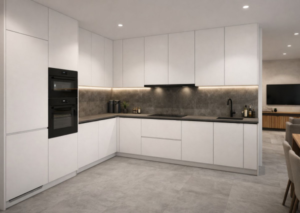 REALFINANC – 100% aktuálny! Novostavba 2 izbový murovaný byt 47,85 m2 v štandarte s kuchynskou linkou.