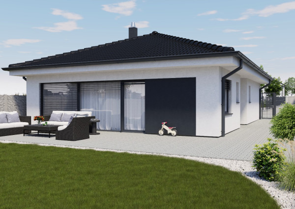 Na predaj NOVOSTAVBA 4.-izb. RD - bungalov, slnečný pozemok 552m2, hliníkové žal. v cene, tichá lokalita, tepelné čerpadlo, Dolná Krupá