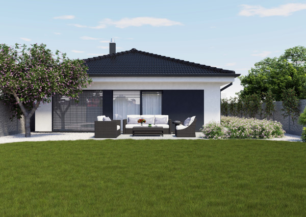 Na predaj NOVOSTAVBA 4.-izb. RD - bungalov, slnečný pozemok 552m2, hliníkové žal. v cene, tichá lokalita, tepelné čerpadlo, Dolná Krupá