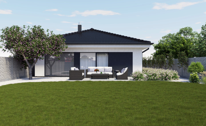Na predaj NOVOSTAVBA 4.-izb. RD - bungalov, slnečný pozemok 552m2, hliníkové žal. v cene, tichá lokalita, tepelné čerpadlo, Dolná Krupá - fotografia 4
